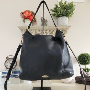 Hobo F34511 Soft Pebbled Shoulder / Cross-body Navy Blue/Gold Leather Satchel